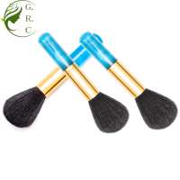 Blue Economical Epoxy roller makeup brush with goat hair powder brush beauty resin handle loose powder brushes Aluminum ferrule